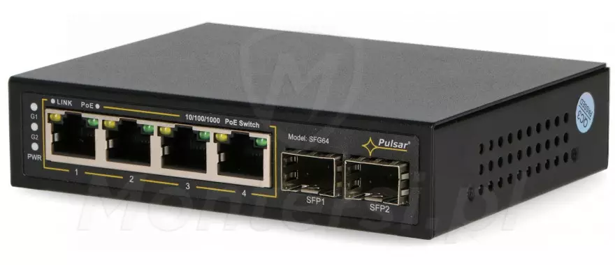 SFG64 - 6-portowy switch, 4x PoE at/af GE, 2x UPLINK SFP